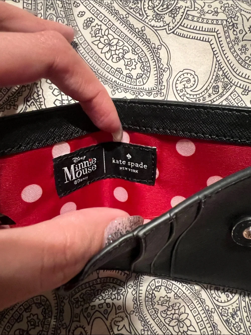 kate spade Black Wallet with Red Polka Dot Bow